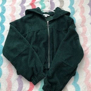 Dark green corduroy cropped sweatshirt